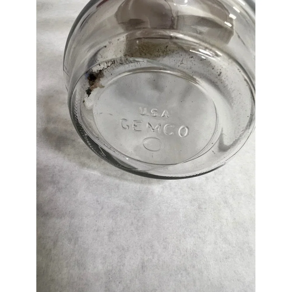 Vintage Gemco Glass Nut Chopper Manual Hand Crank Plunger Cream USA Made